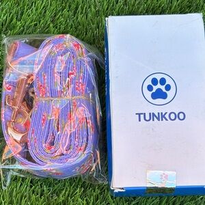 TUNKOO Lavender Floral Dog Leash with Rose Gold Hardware